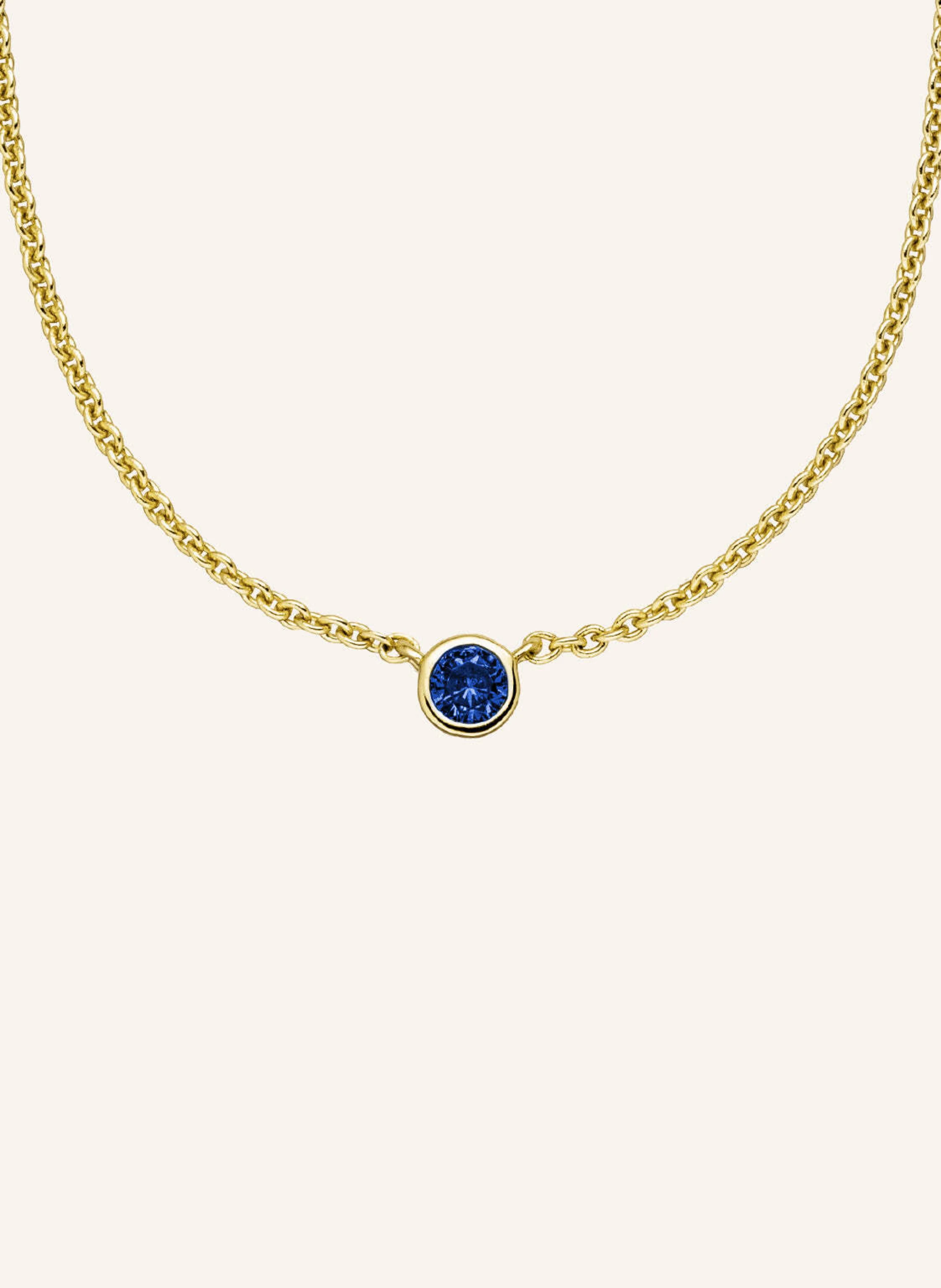 VEYNOU Halskette LAYA aus 14 Karat Gelbgold und 0,10ct. lab-grown Saphir