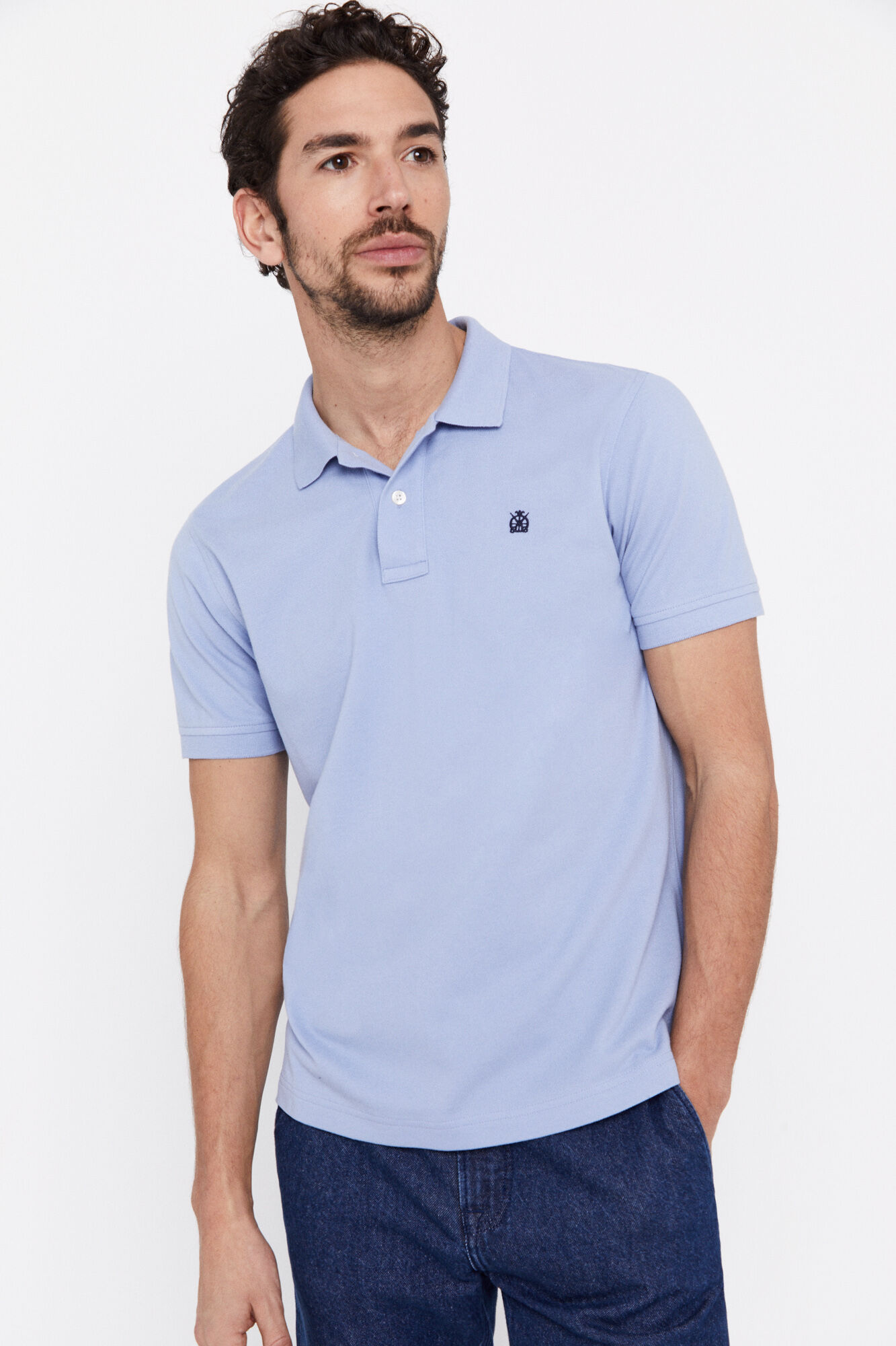 Camisa polo com logotipo - Azul