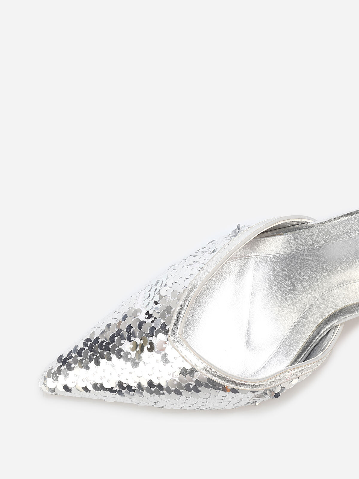 Escarpins pointus à sequins- Argenté