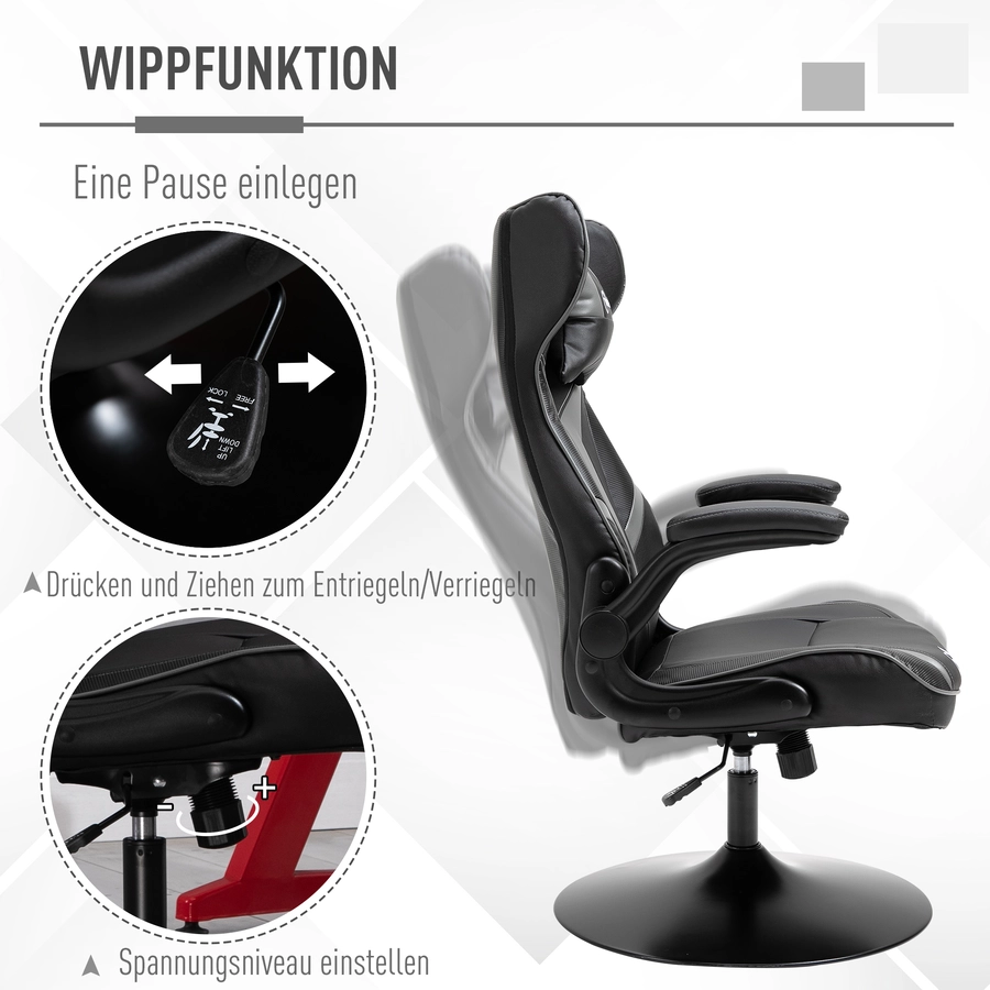 Vinsetto Gaming Stuhl ergonomisch schwarzgrau