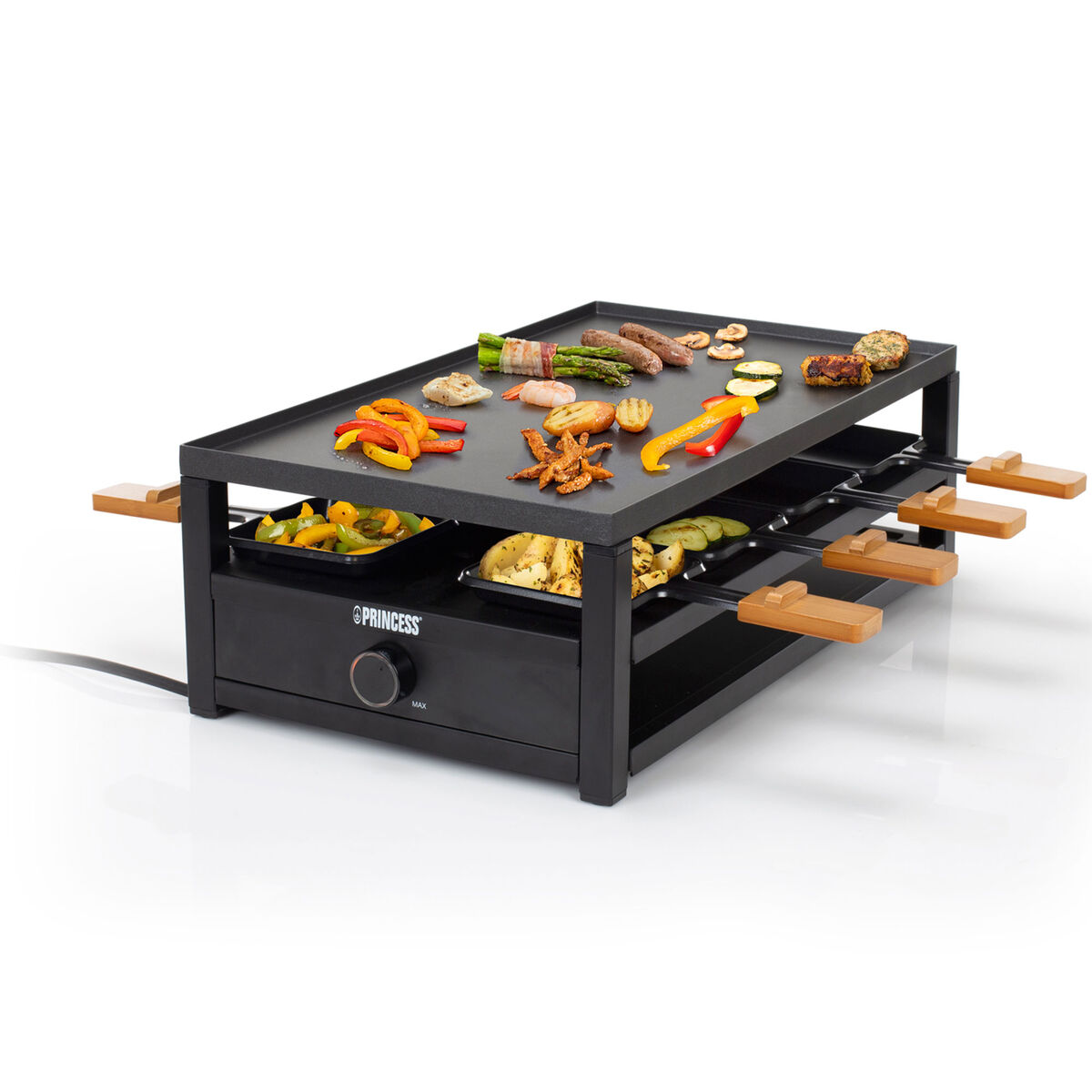 Princess Black Steel Raclette, 8 personer