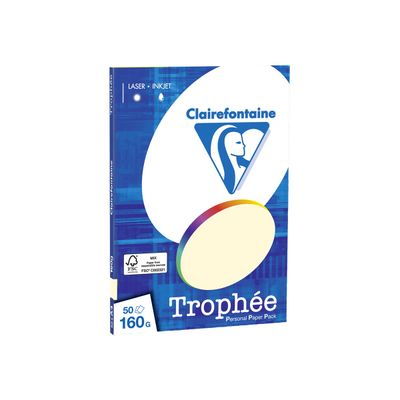 Clairefontaine Trophée - Papier couleur - A4 (210 x 297 mm) - 160 g/m² - Ramette de 50 feuilles - ivoire