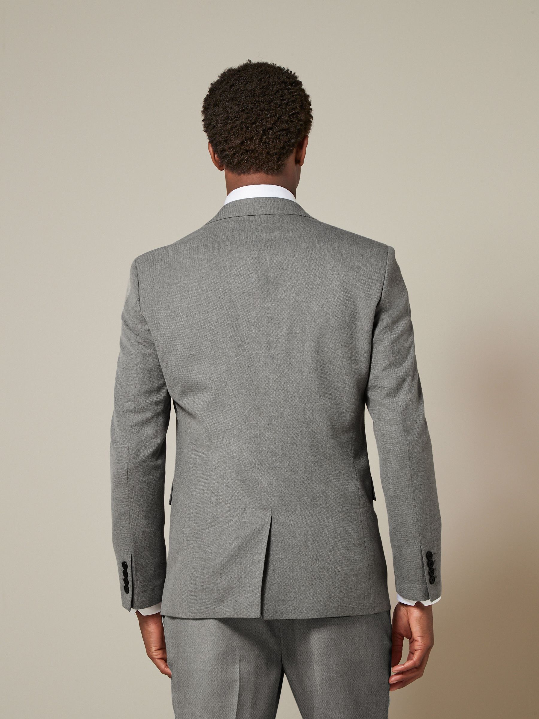 Grijs - Slim Fit - Kostuum met textuur: colbert