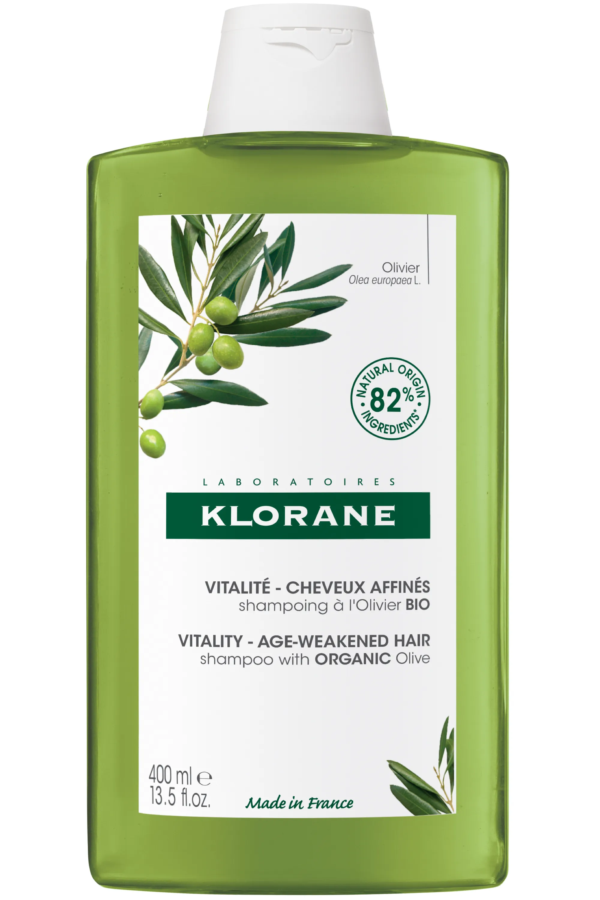 Klorane Shampoing épaisseur et vitalité à l’Olivier bio pour cheveux affinés-400 ml
