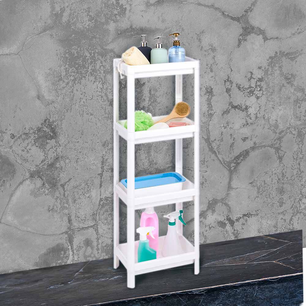 Étagère salle de bain 4 niveaux blanc