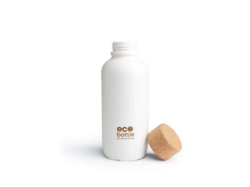 Smartshake EcoBottle 650 ml, Weiss Umweltfreundliche Sportwasserflasche aus Zuckerrohr und Kork