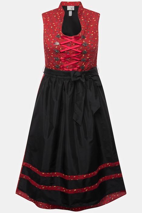 Dirndl, Schnürung, Stehkragen, V-Ausschnitt, ärmellos