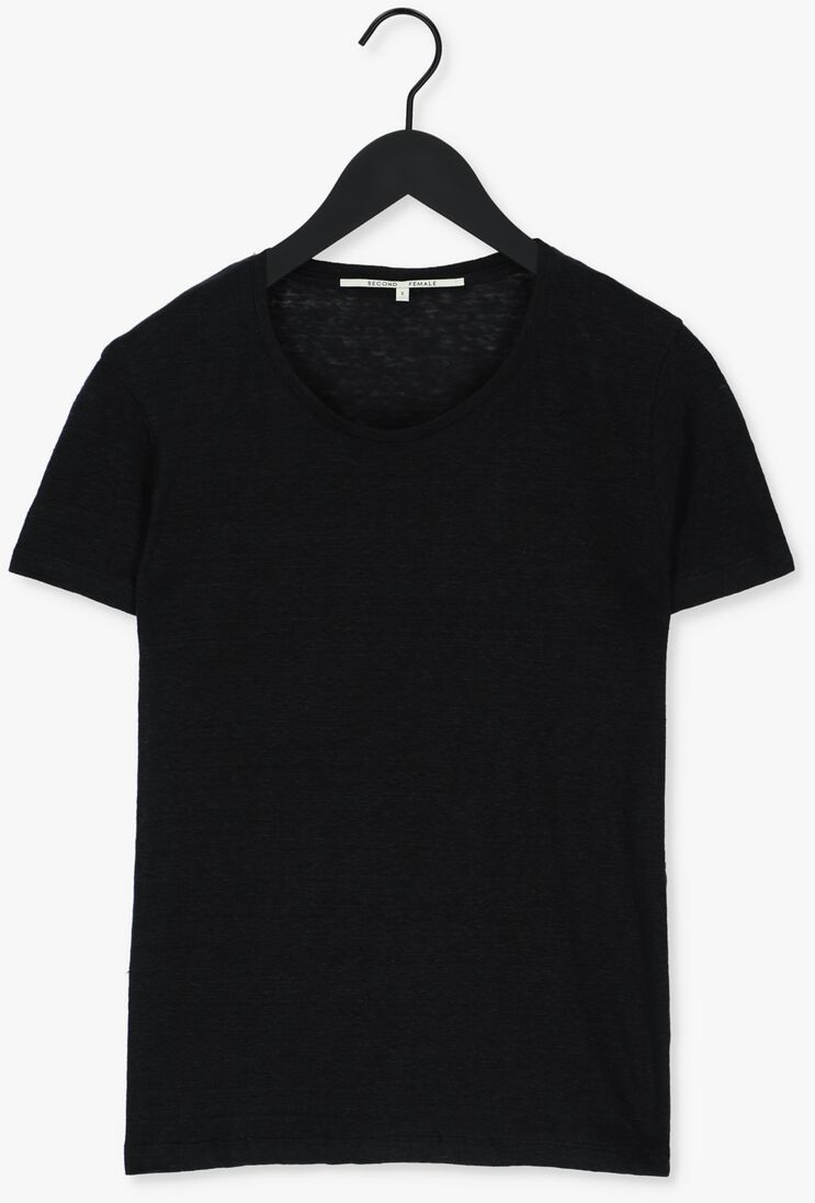 zwarte second female t-shirt peony o neck tee