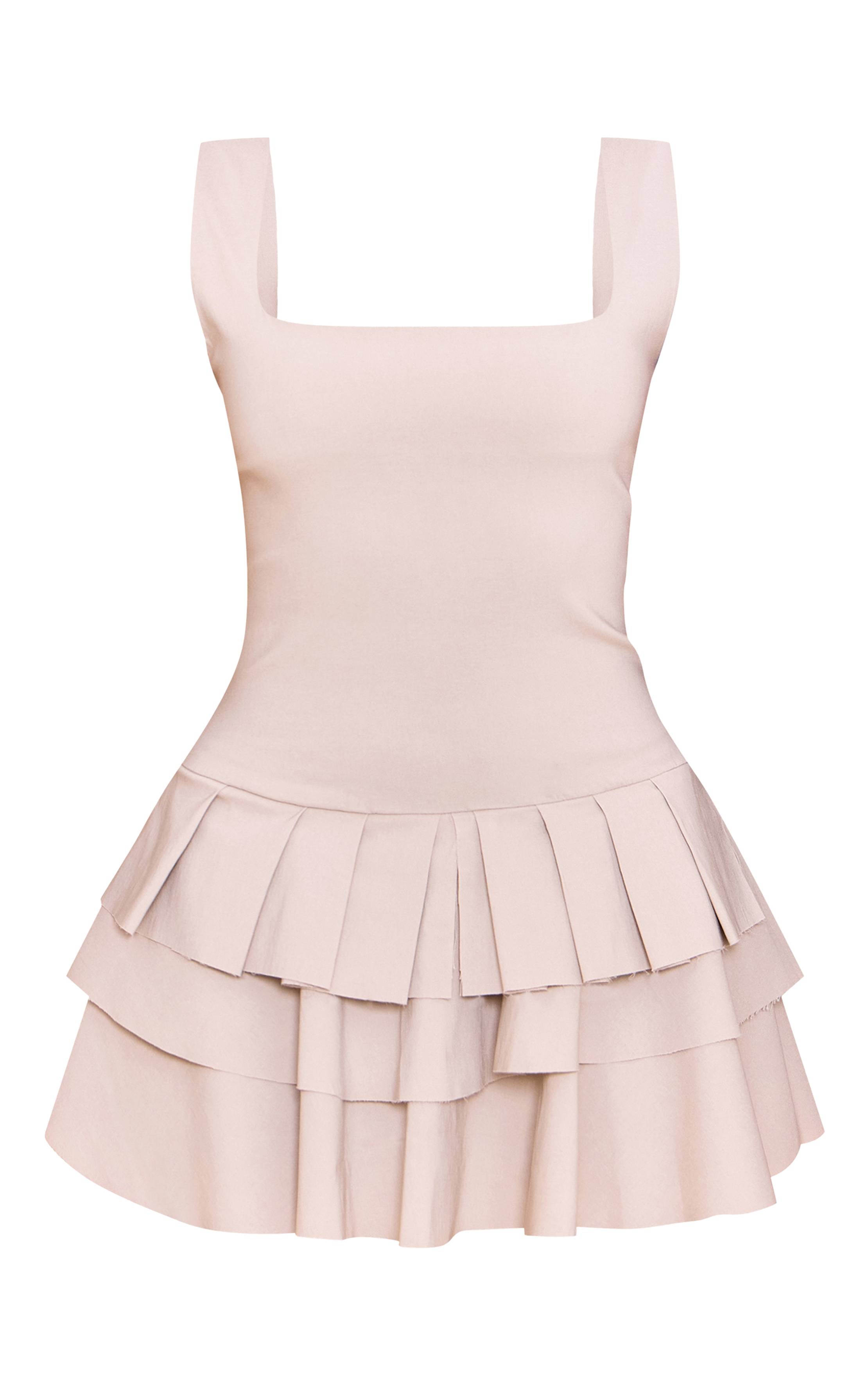 Taupe Combi-short Jupe-short Plissée En Tissu Extensible