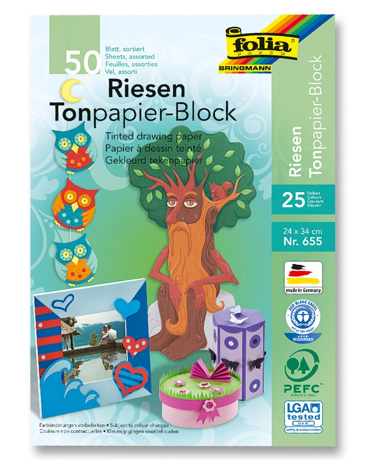 Tonpapier-Block RIESEN 50-teilig in bunt