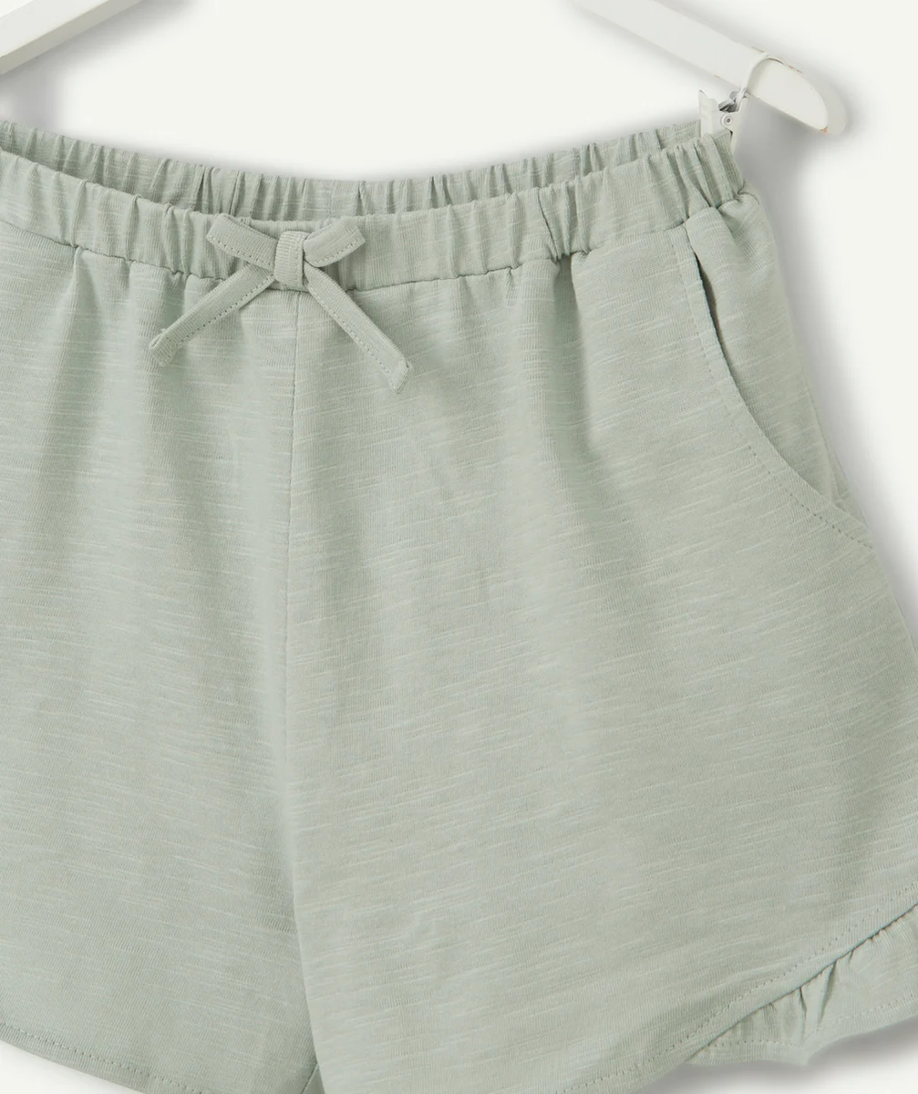 SHORT FILLE EN COTON BIO VERT