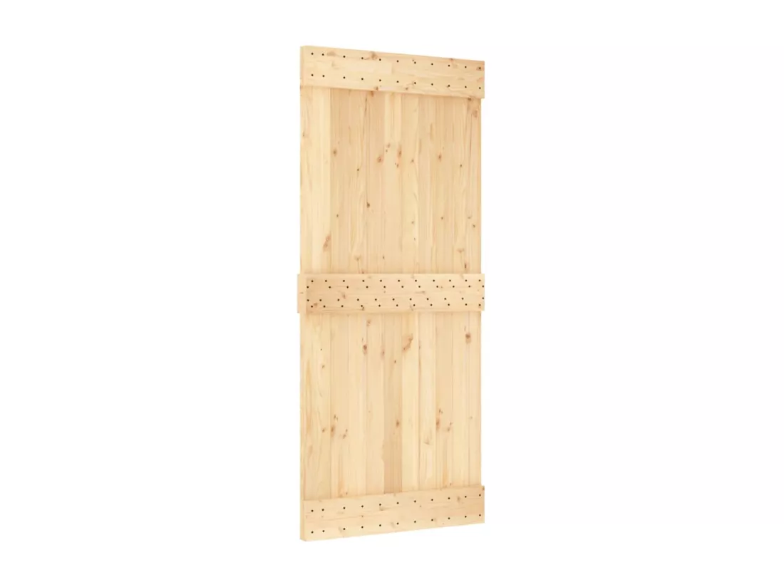 Porte coulissante et kit de quincaillerie 90x210 cm pin massif
