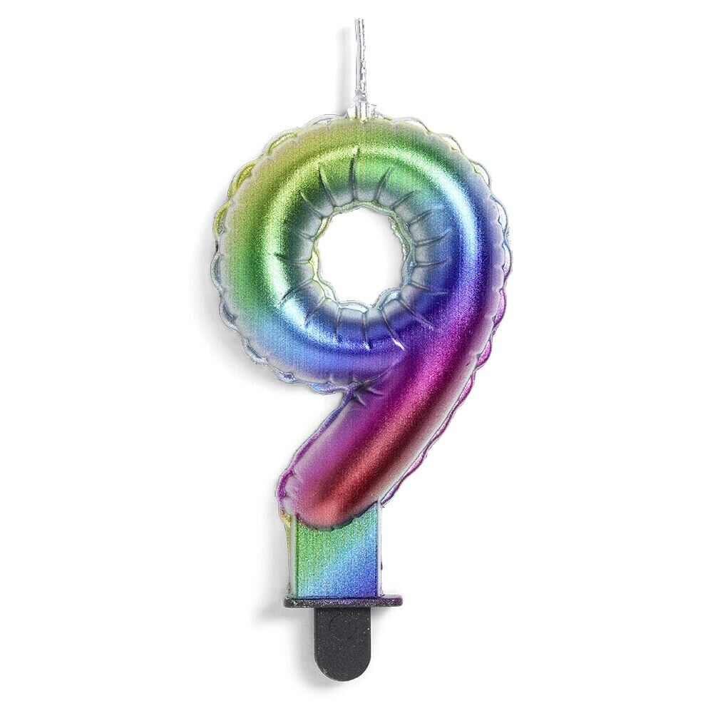 Bougie anniversaire chiffre 9 iridescent