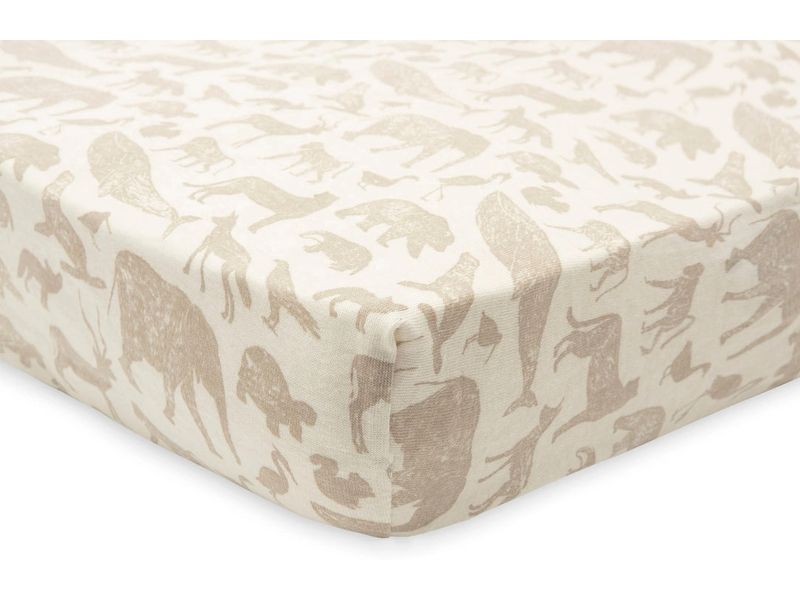 Jollein Fix-Leintuch Animals Nougat 60 x 120 cm Spannbettlaken aus Jersey