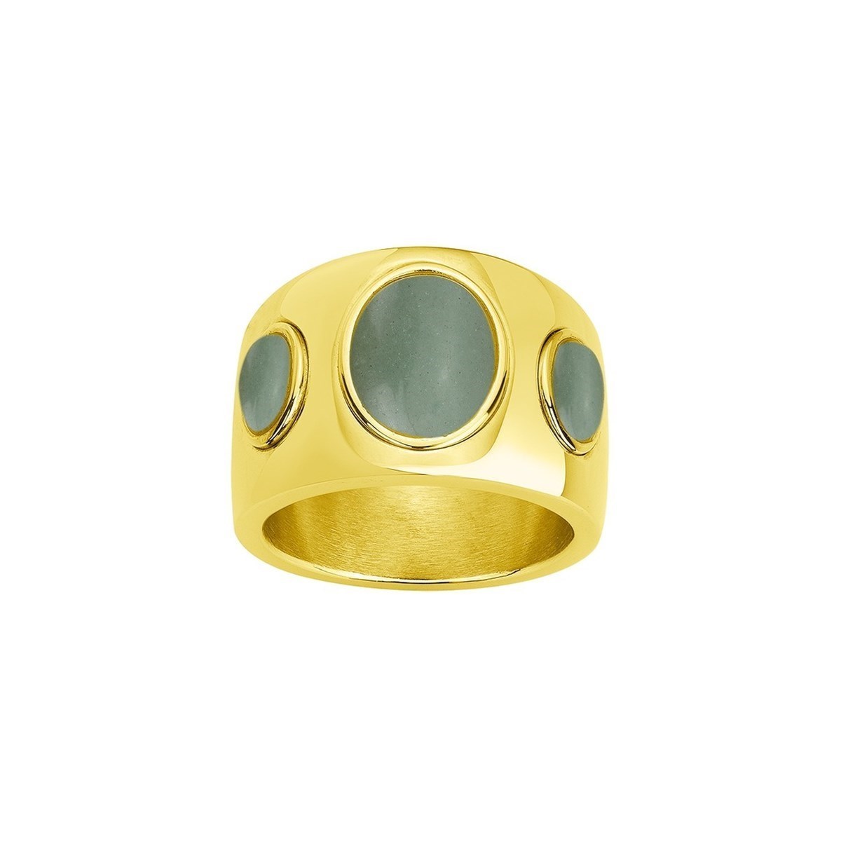 Bague en Acier 316L et aventurine naturelle - jaune brillant