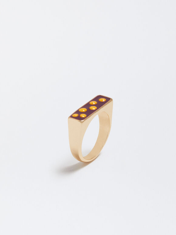 Anel de sinete esmaltado - Multicolorido