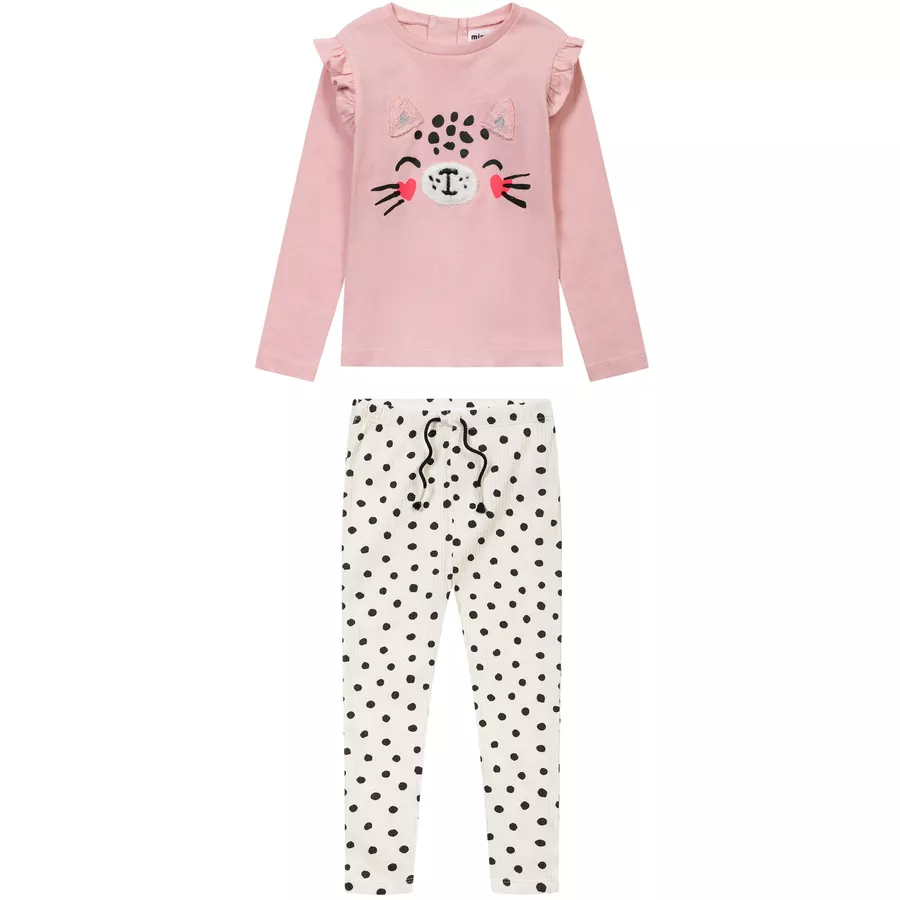 MINOTI Longsleeve und Leggings im Set RosaCremeweiß