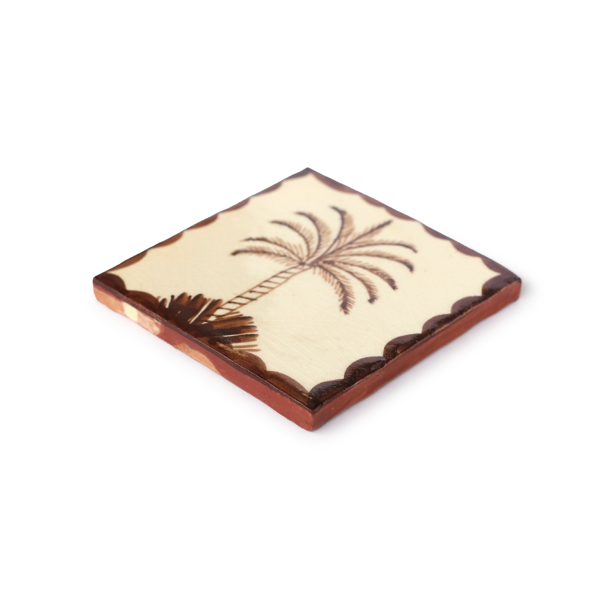 Kachel 'Palmier', creme-braun, H 10 cm, B 10 cm von fischer's lagerhaus
