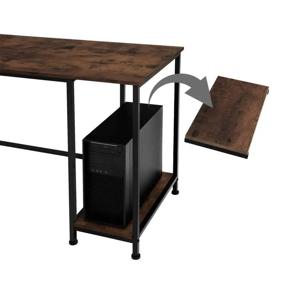 tectake Bureau Donegal 140x60x76,5cm, Industrieel Hout Donker, Rustiek
