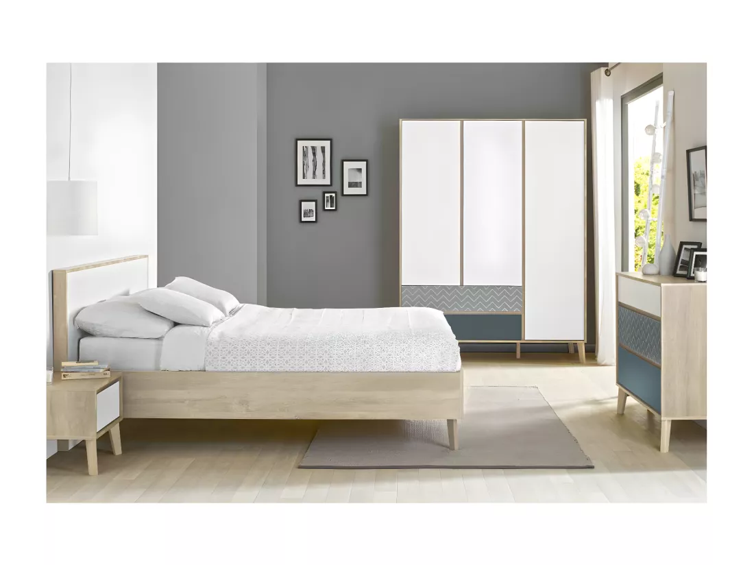 Chambre Adulte Complète (140*200) Chêne blond - ESMEY