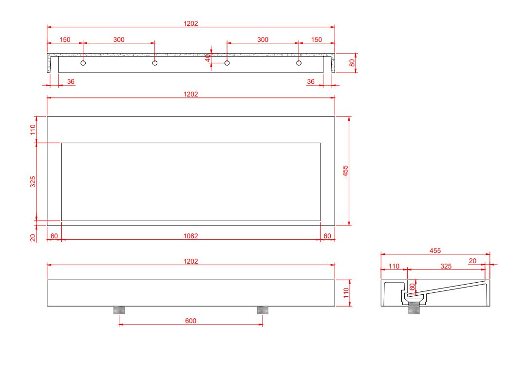 Saniclear Hoya solid surface wastafel 120x45,5cm zonder kraangat mat wit