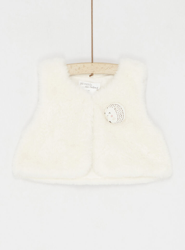 Gilet sans manches blanc cassé uni pour fille