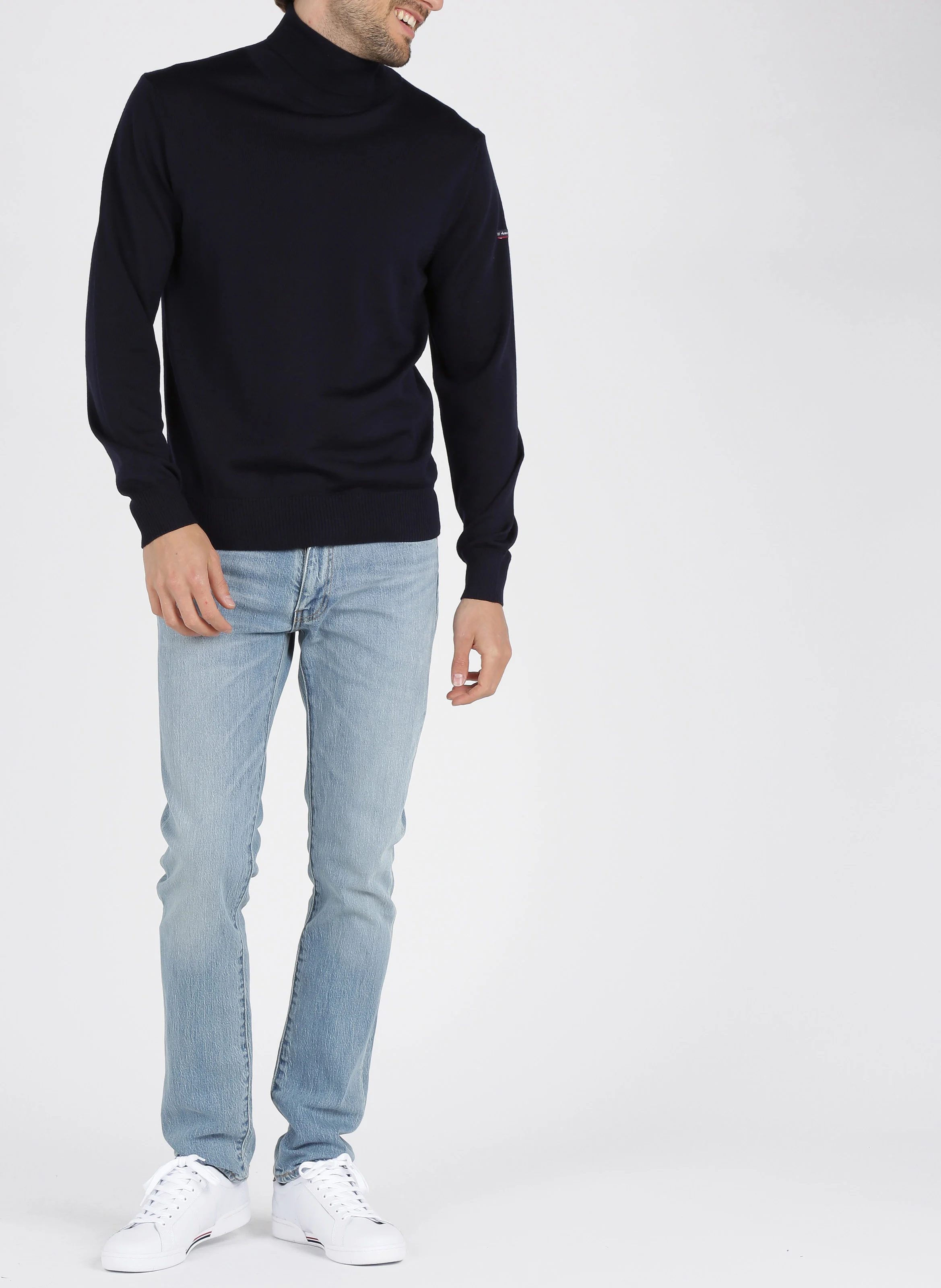 Pull col roulé regular-fit en laine | Bleu