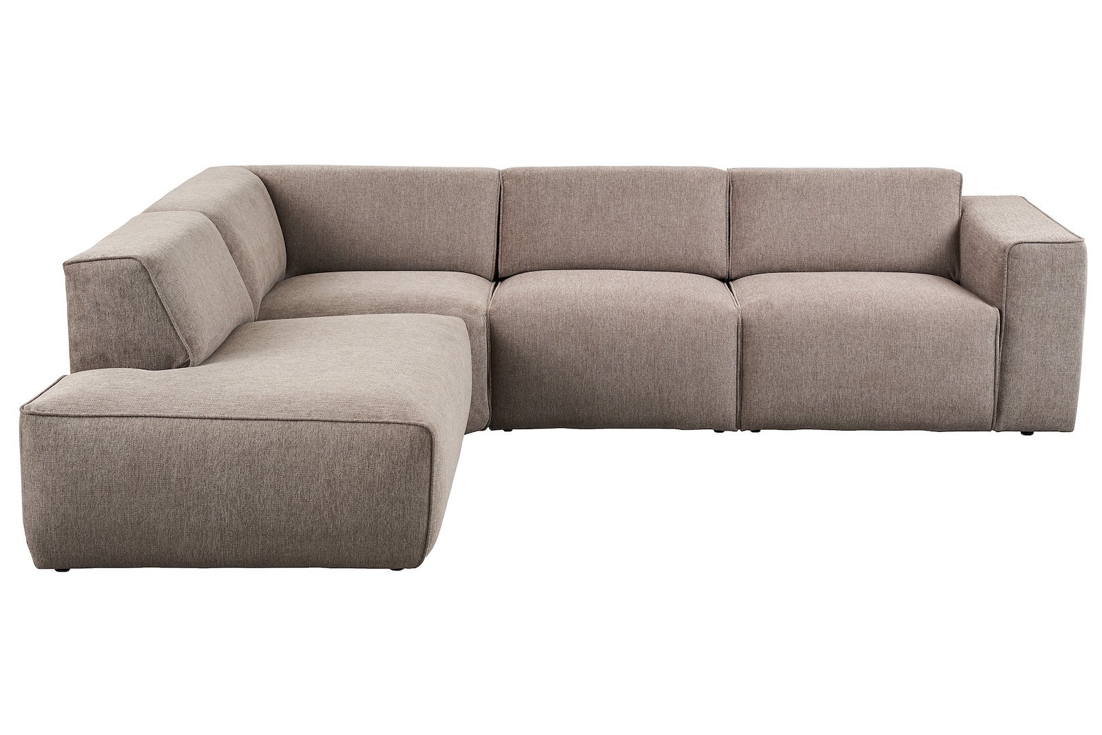 Enjoy hjørnesofa 2,5-seter med åpen ende venstre. Tekstil Brego 34 stone med sorte ben