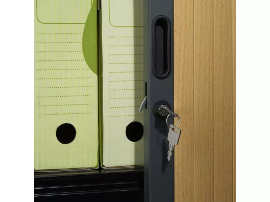 Armoire de bureau portes à rideaux 3 étagères