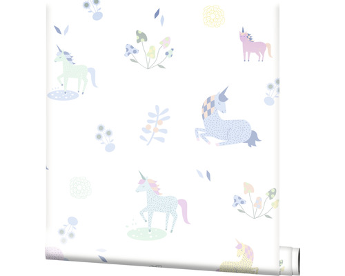 Vliesbehang 45823 Kids Walls Unicorns wit roze