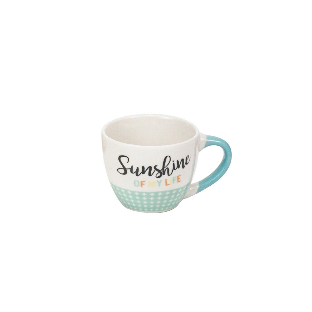 Tasse expresso porcelaine bleu inscription \