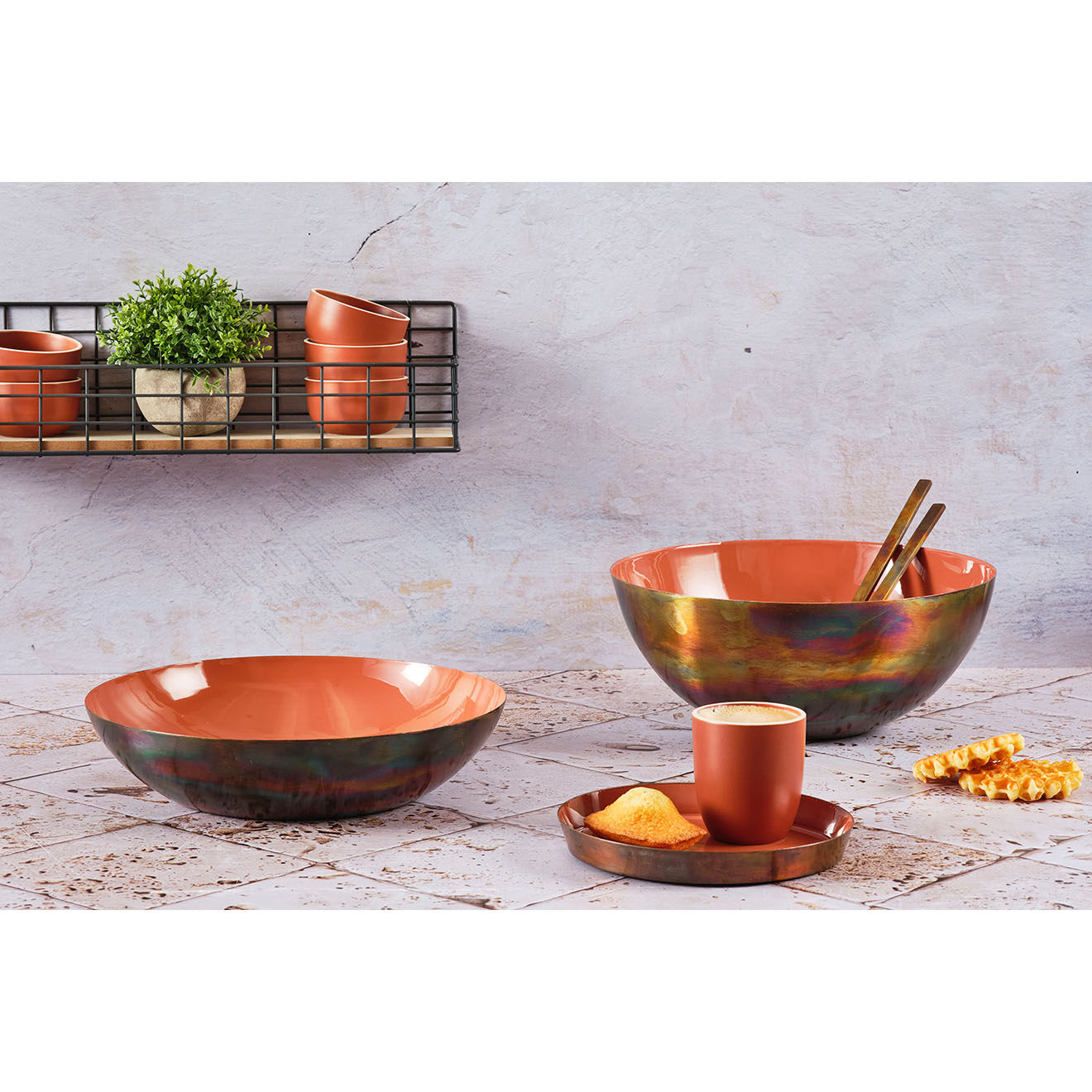 Bjorn Plateau de service en métal Terracotta - D.20 cm