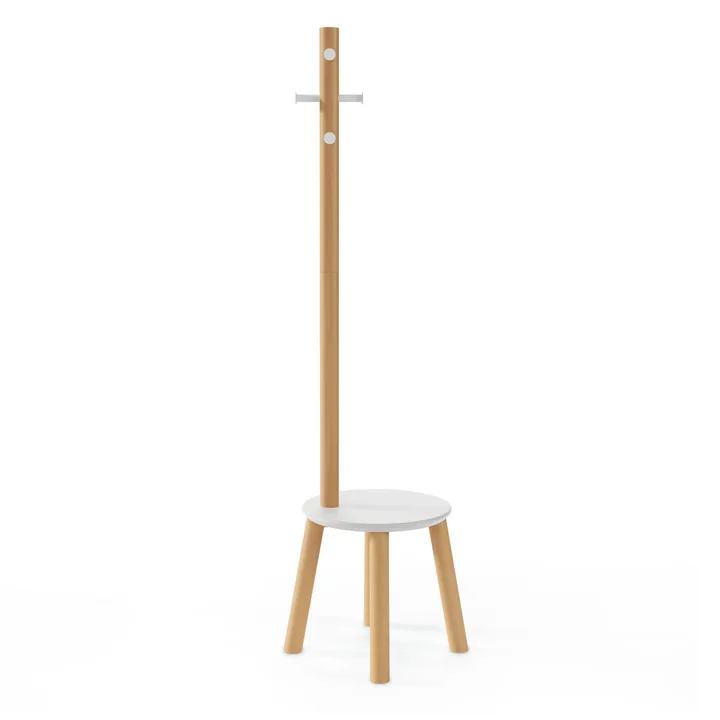 Umbra - Pillar Hocker / Garderobenständer, weiss / natur
