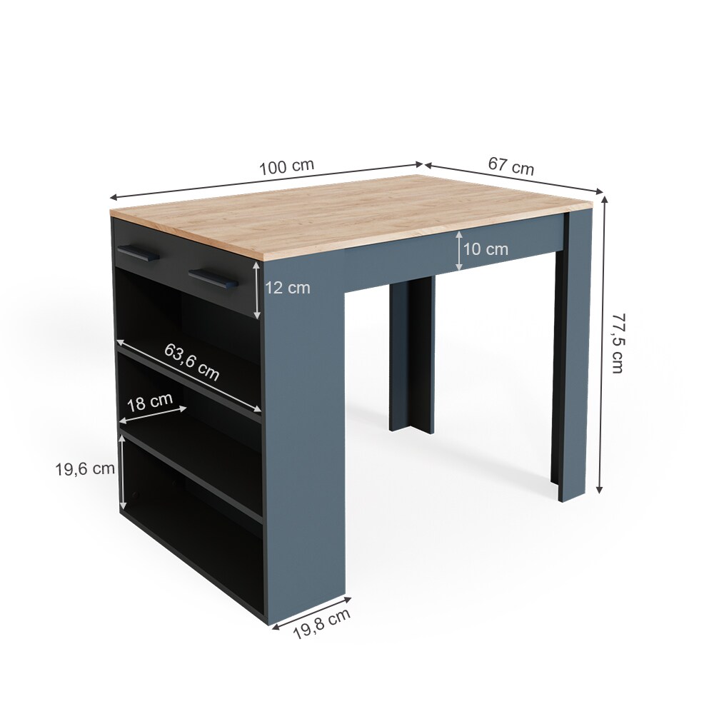 VICCO Bartisch REPOSE Tresen Tisch Regal Bistrotisch Schublade Eiche Anthrazit