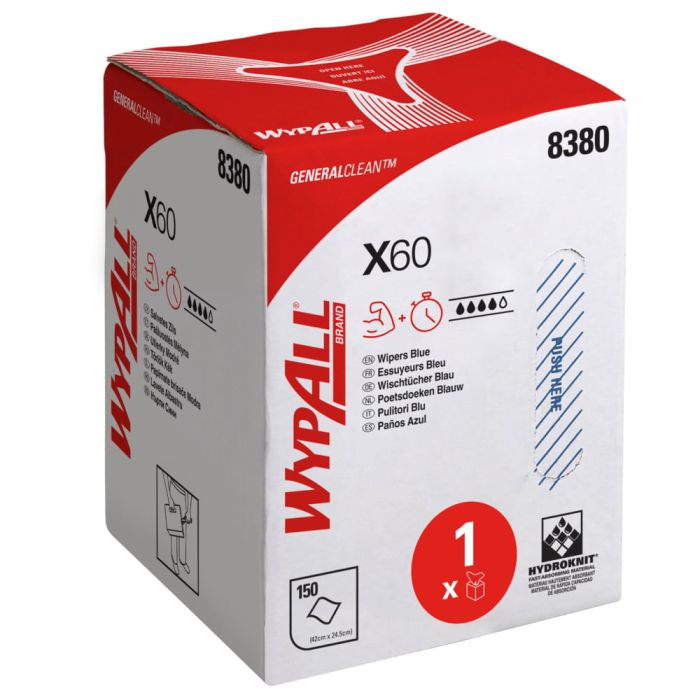 WypAll 8380 poetsdoeken X60 Hydroknit 1-laags blauw