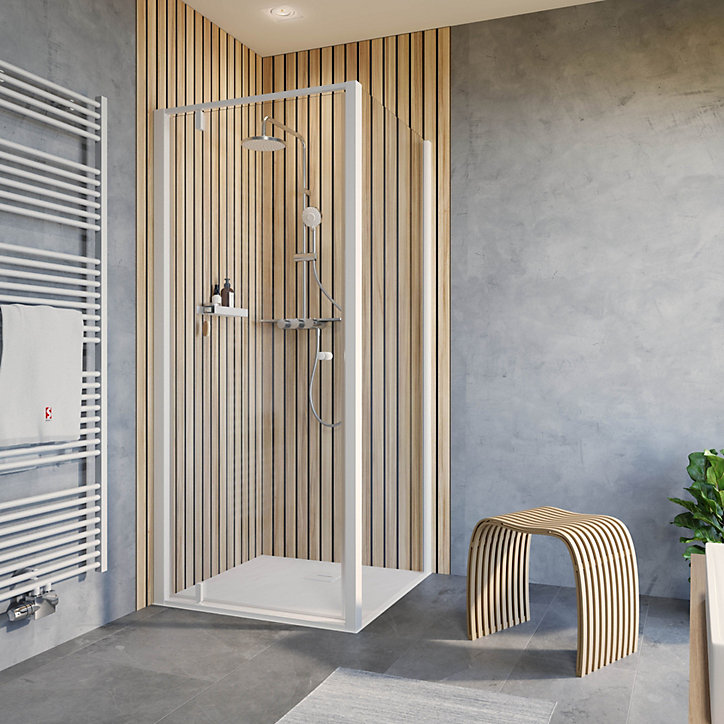 Porte de douche pivotante et paroi latérale 80+80x200 cm, blanc, Schulte Impériale