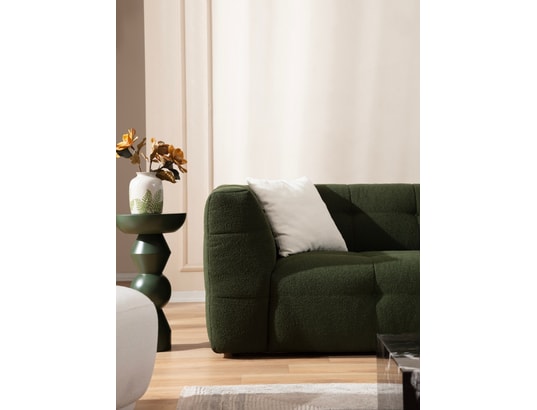CONCEPT1 - Canapé tissu Cady 3 places vert 235 x 100 x h72