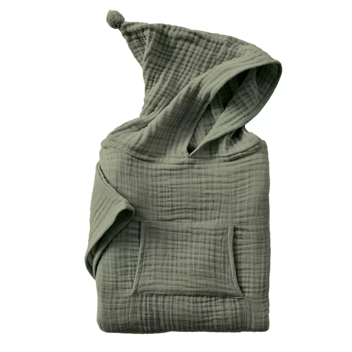 Poncho de bain enfant gaze de coton 2/5 ans Gaïa Vert romarin