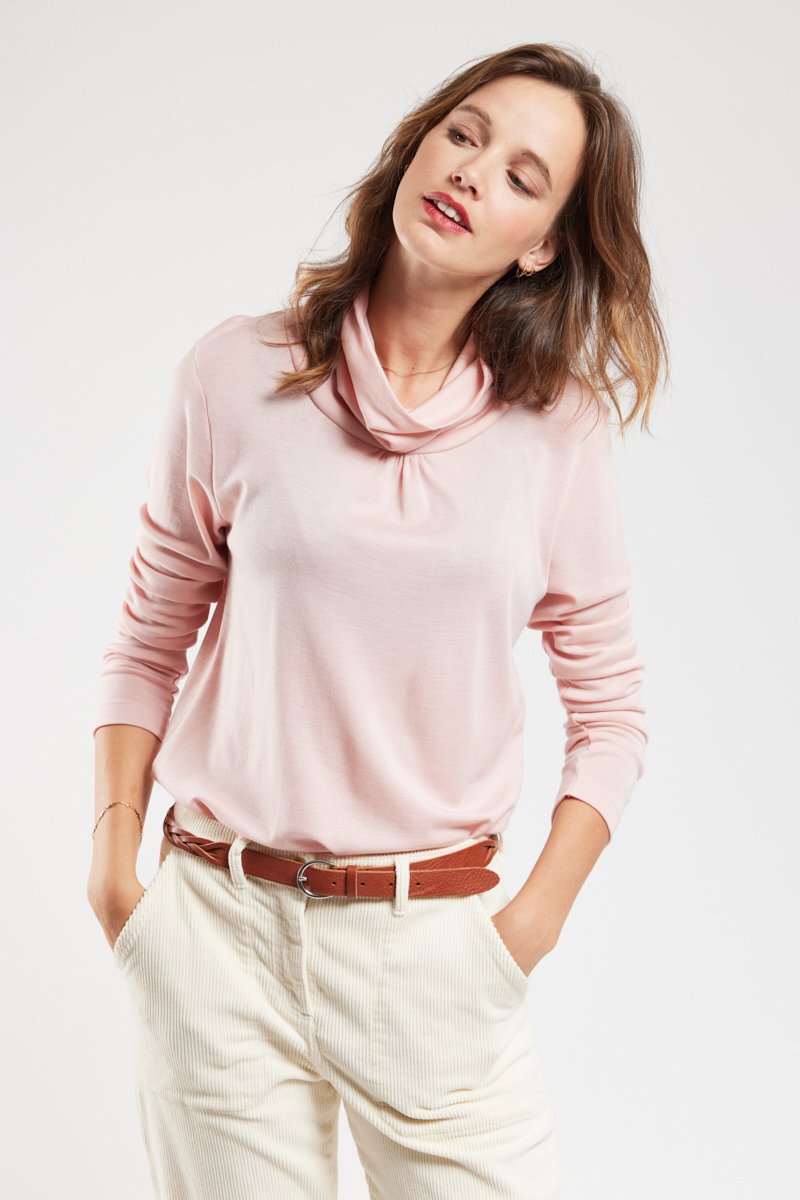 Sous pull col roulé - laine et tencel