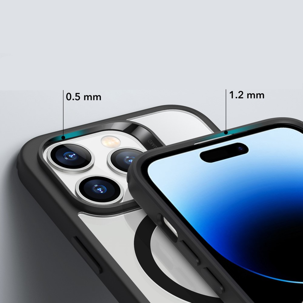 iPhone 14 Pro Classic Series MagSafe Hybrid Hülle TPU Bumper Acryl Rückseite   Air Cushion Fallschutz - Transparent