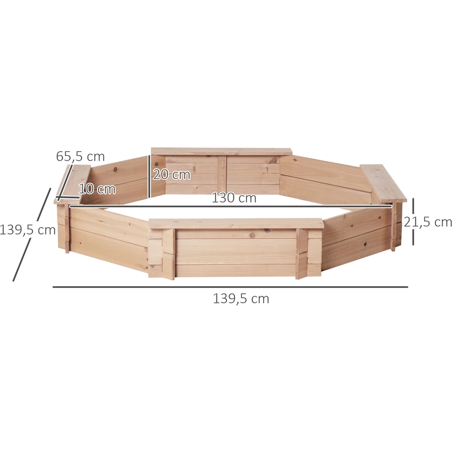 Outsunny Sandkasten mit Polyester-Abdeckung natur