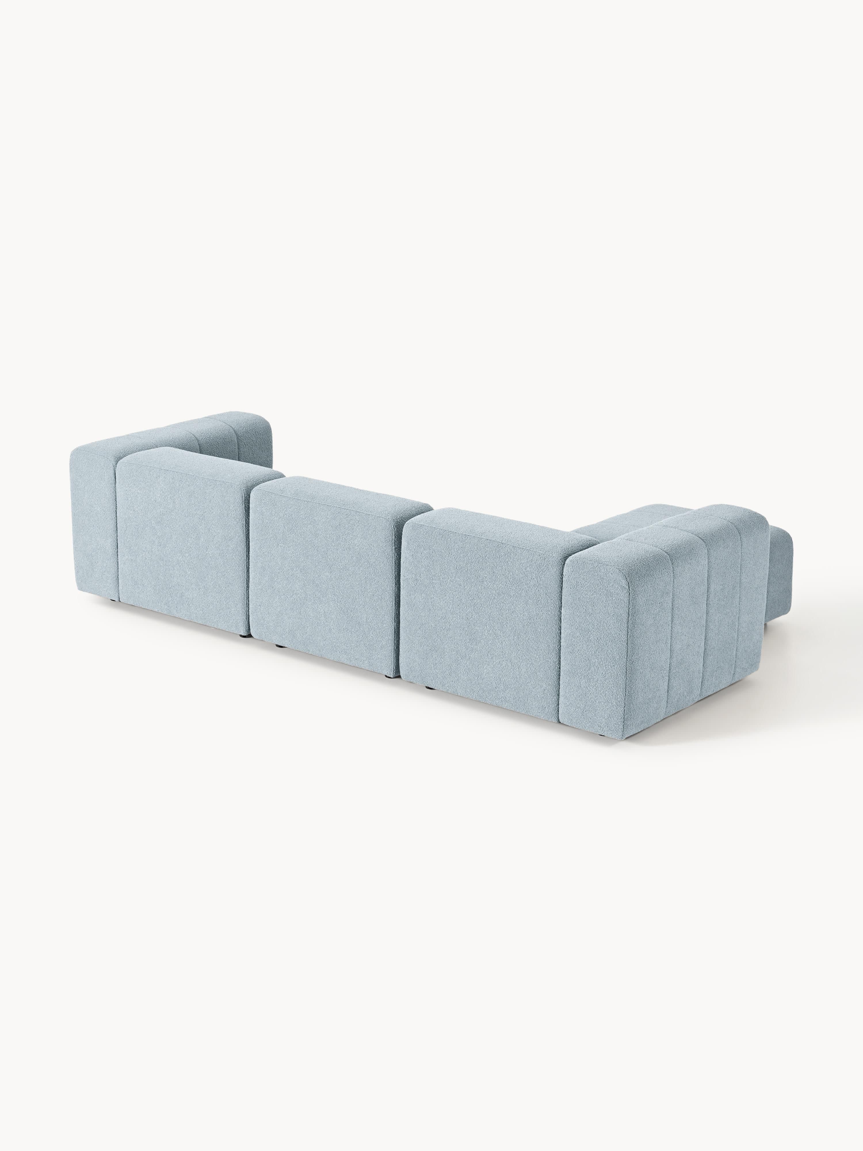 Modulaire bouclé bank Lena (4-zits) met poef (links/rechts)