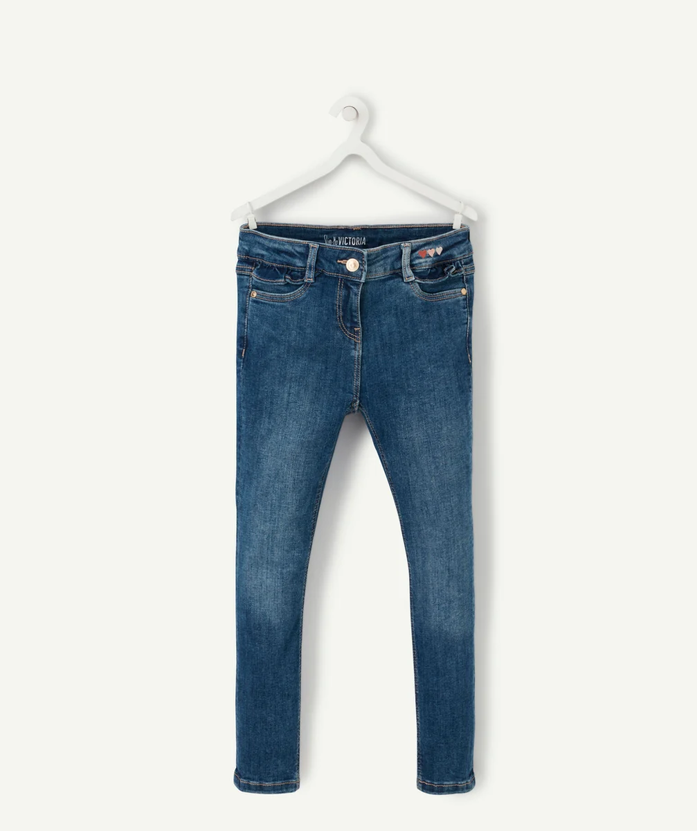 LE JEAN SLIM BLEU AVEC DÉTAILS VOLANTÉS FILLE
