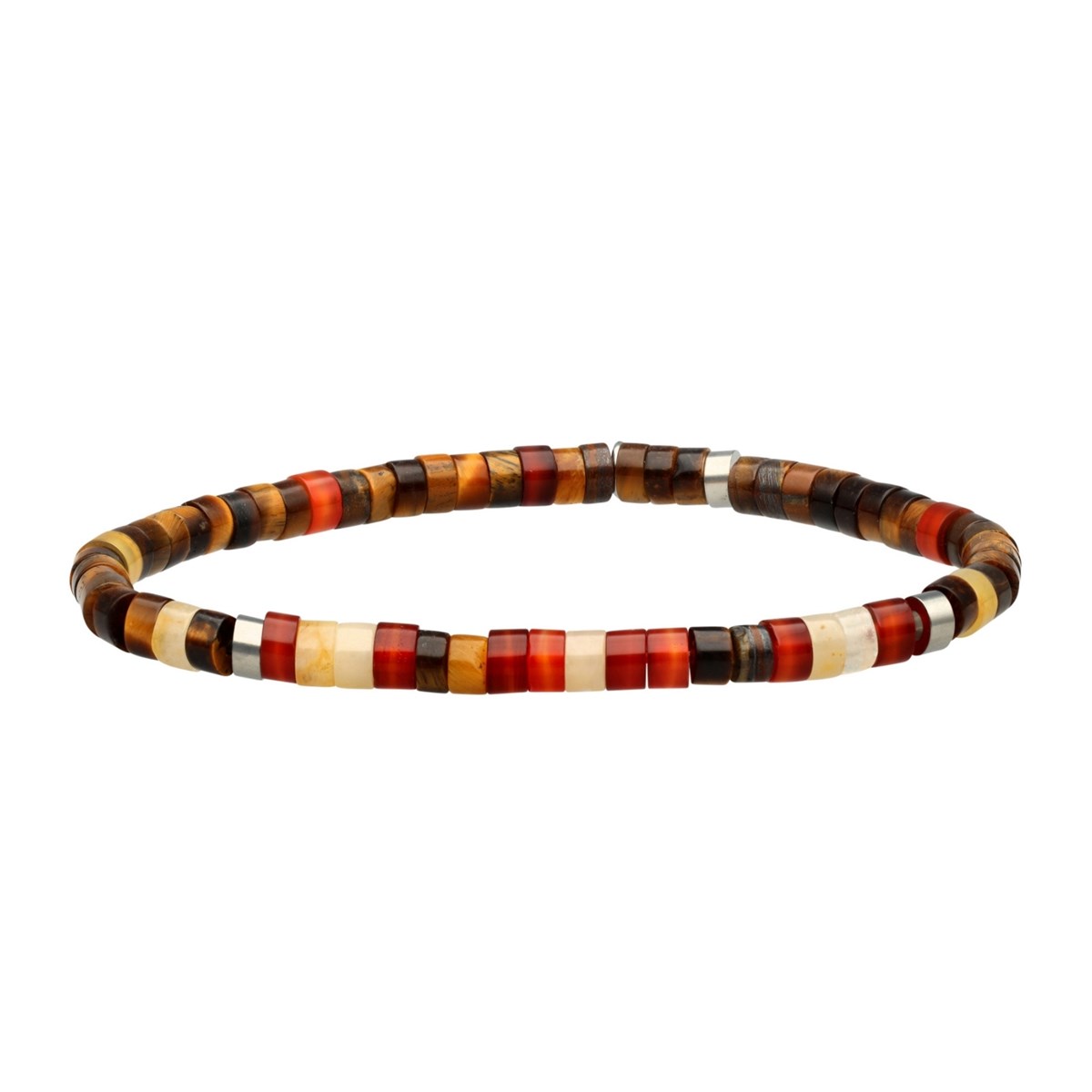 Bracelet Perles Heishi 4mm oeil De Tigre Jaspe Jaune Clair Agate Rouge-Small-16cm
