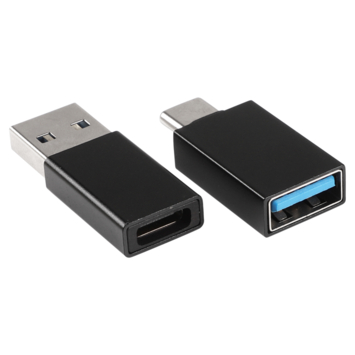 Q-Link adapter 1x USB-C/A en 1x USB-A/C zwart