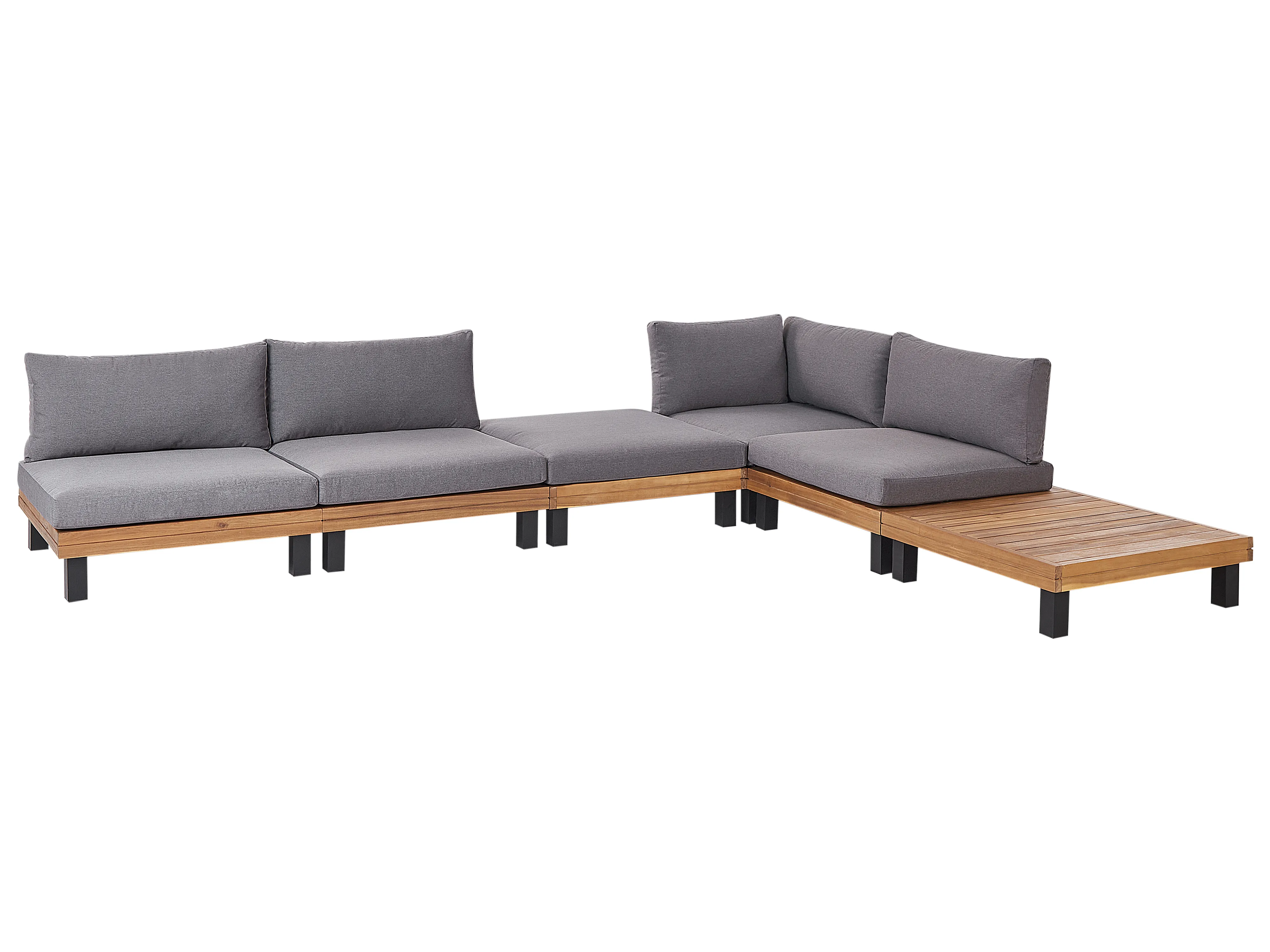 Tuin hoekloungeset met tafel 5-zits FRAZZANO modulair Gecertificeerd acaciahout Grijs