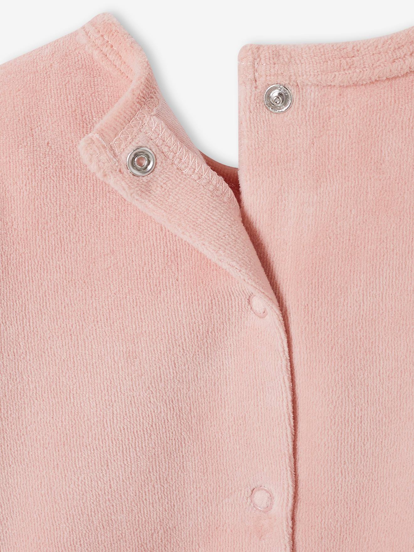 Conjunto de 2 macacões para bebê menina em veludo bicolor rosa claro/multicolorido