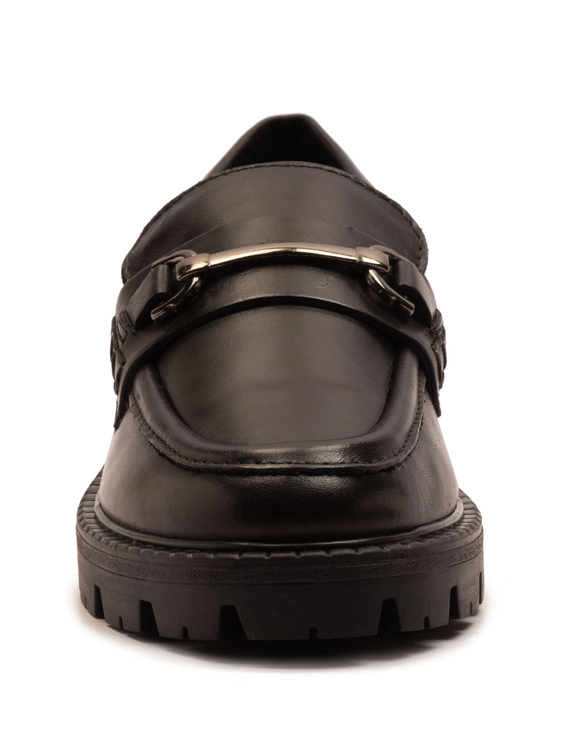 Off The Hook Lara Leather Metallic Detail Chunky Sole Loafers