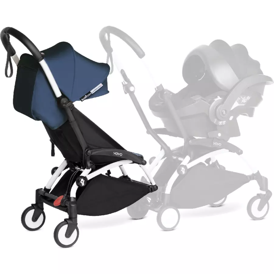 BABYZEN Kinderwagen YOYO 6+ connect White mit Textilset Air France Blue