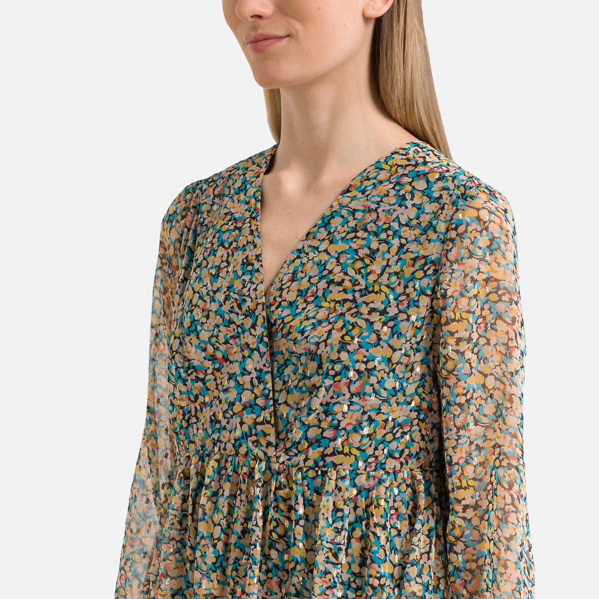 SOMENTE<br>Vestido estampado com decote em V